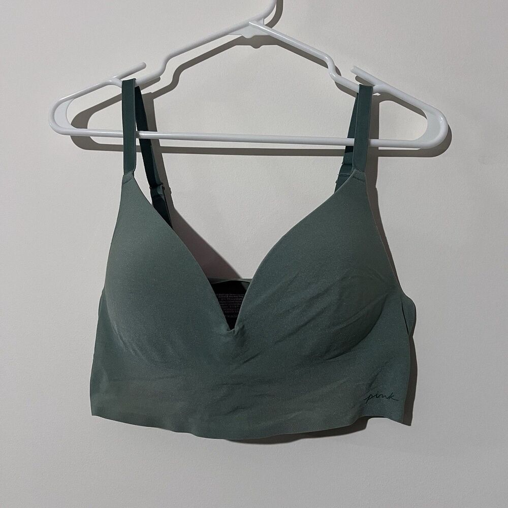 PINK Victoria's Secret  Green Longline Wireless Push Up Bra Sz Large Padded